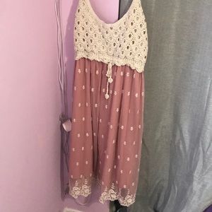 Crochet and embroidered tank dress